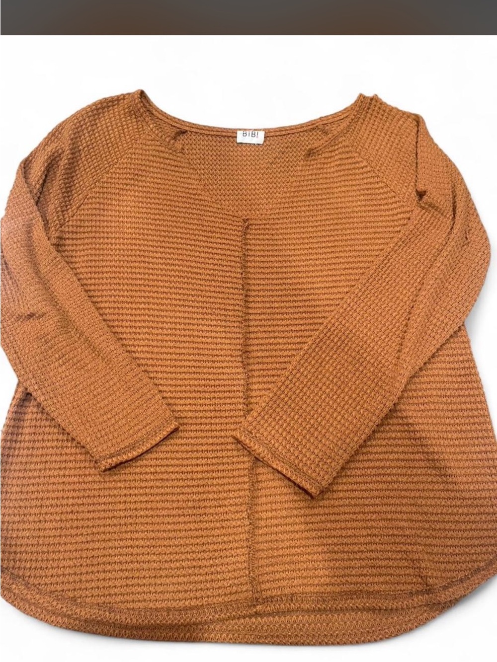 BiBi Waffle Knit Crewneck Sweater - Rusty Orange